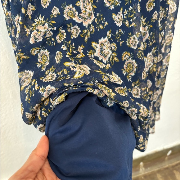 American Eagle Navy Floral Chiffon Fit and Flare Skirt XXL - Picture 6 of 11